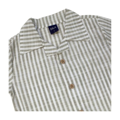 Conjunto Masculino camisa Tecido Listrado e Bermuda Sarja 04666 - Dila 