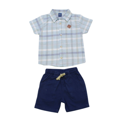 Conjunto Masculino Camisa Xadrez e Bermuda Sarja 04194 - Dila 