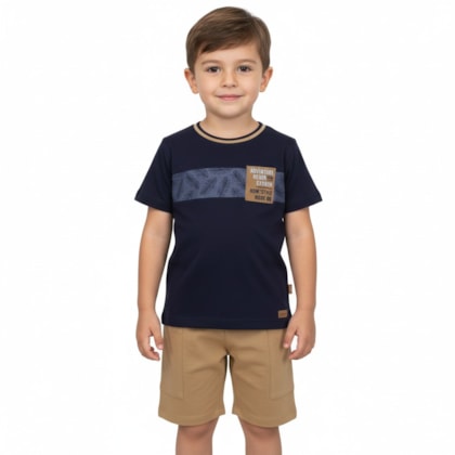 Conjunto Masculino Camiseta Adventure e Bermuda Moletinho 47108 - Rei Rex