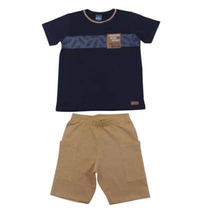 Conjunto Masculino Camiseta Adventure e Bermuda Moletinho 47108 - Rei Rex