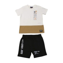 Conjunto Masculino Camiseta Barra e Bermuda Moletom - 6407 - Lp Kids