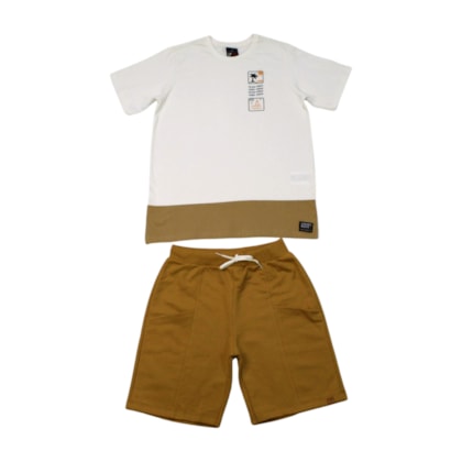 Conjunto Masculino Camiseta Barra e Bermuda Moletom - 6407 - Lp Kids