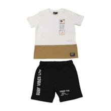 Conjunto Masculino Camiseta Barra e Bermuda Moletom - 6407 - Lp Kids