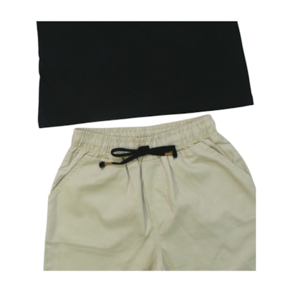 Conjunto Masculino Camiseta Bordada Bermuda Sarja - 56896 - Boca Grande