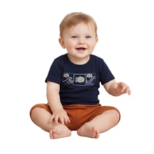 Conjunto Masculino Camiseta Bordada Peixe e Bermuda Moletinho - 27362 - Brandili