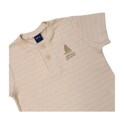 Conjunto Masculino Camiseta Bordado Barco e Bermuda Sarja 4796 - Dila     