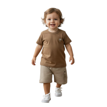 Conjunto Masculino Camiseta Bordado Coqueiro e Bermuda Moletinho 25023 - Bicho Bagunça
