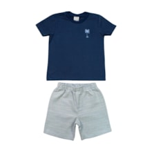 Conjunto Masculino Camiseta Bordado Coqueiro e Bermuda Tecido A5038 - Alakazoo   