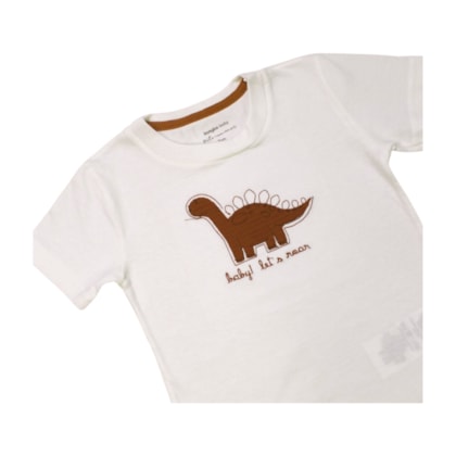 Conjunto Masculino Camiseta Bordado Dino e Bermuda Moletinho 43845 - Kamylus