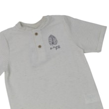 Conjunto Masculino Camiseta Bordado Folha e Bermuda Tecido 29069 - Angerô