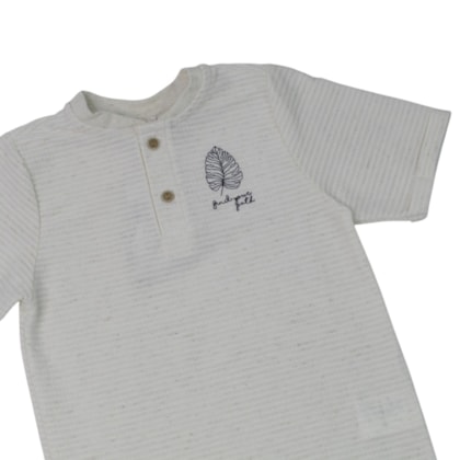 Conjunto Masculino Camiseta Bordado Folha e Bermuda Tecido 29069 - Angerô