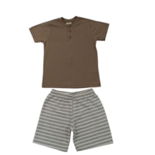 Conjunto Masculino Camiseta Botões e Bermuda Moletinho  15266 - Hrradinhos