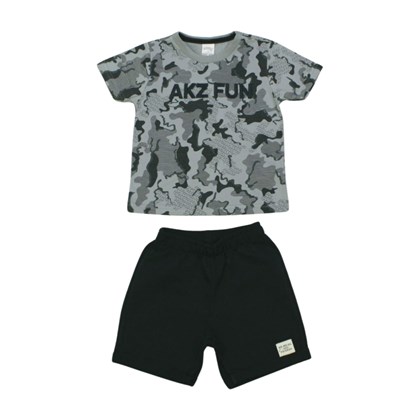 Conjunto Masculino Camiseta Camuflada e Bermuda Moletinho 39712 - Alakazoo