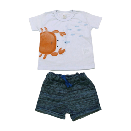 Conjunto Masculino Camiseta Caranguejo e Bermuda Moletinho 1529 - Mini Moon 