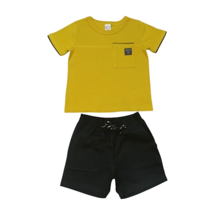 Conjunto Masculino Camiseta com Bolso e Bermuda Sarja 19128 - Boca Grande