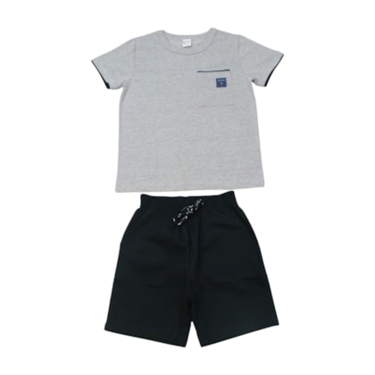 Conjunto Masculino Camiseta com Bolso e Bermuda Sarja 19128 - Boca Grande