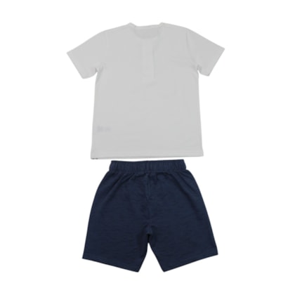Conjunto Masculino Camiseta com Botões e Bermuda Moletinho 19838 - Alakazoo