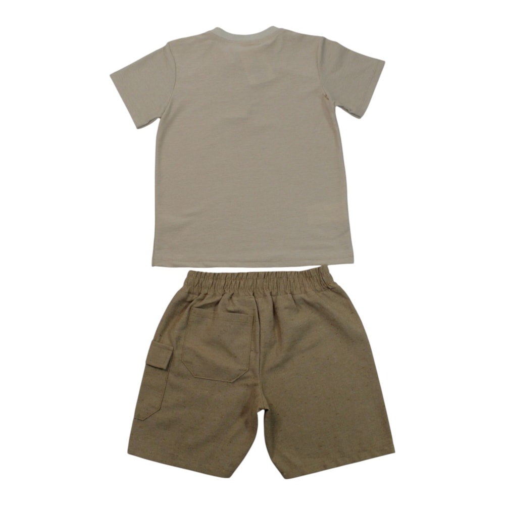 Conjunto Masculino Camiseta com Botões e Bermuda Moletinho 27310 - Rollu