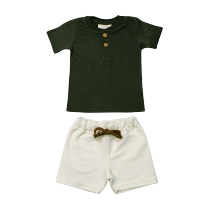 Conjunto Masculino Camiseta com Botões e Bermuda Moletinho 8271 - Serelepe  