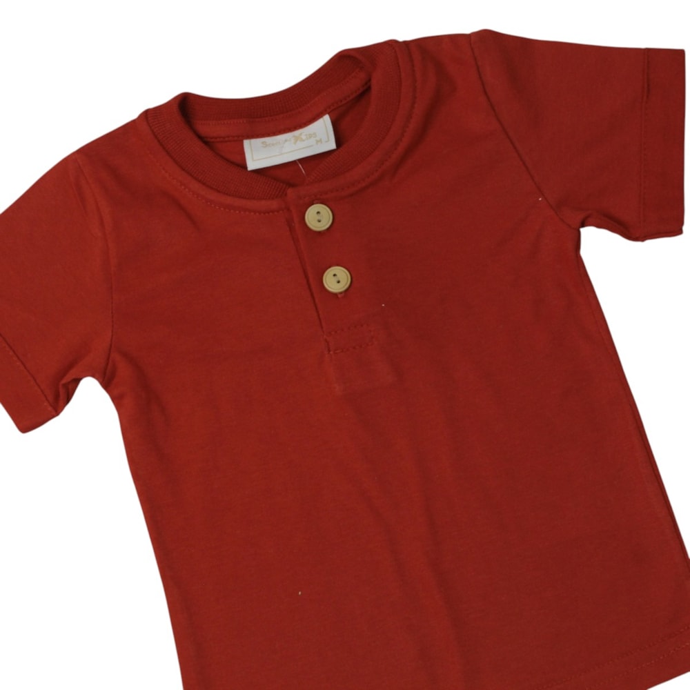 Conjunto Masculino Camiseta com Botões e Bermuda Moletinho 8621 - Serelepe