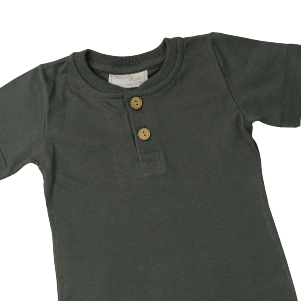 Conjunto Masculino Camiseta com Botões e Bermuda Moletinho 8621 - Serelepe