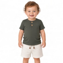 Conjunto Masculino Camiseta com Botões e Bermuda Moletinho 8642 - Serelepe