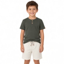 Conjunto Masculino Camiseta com Botões e Bermuda Moletinho 8666 - Serelepe