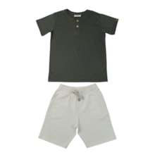 Conjunto Masculino Camiseta com Botões e Bermuda Moletinho 8666 - Serelepe