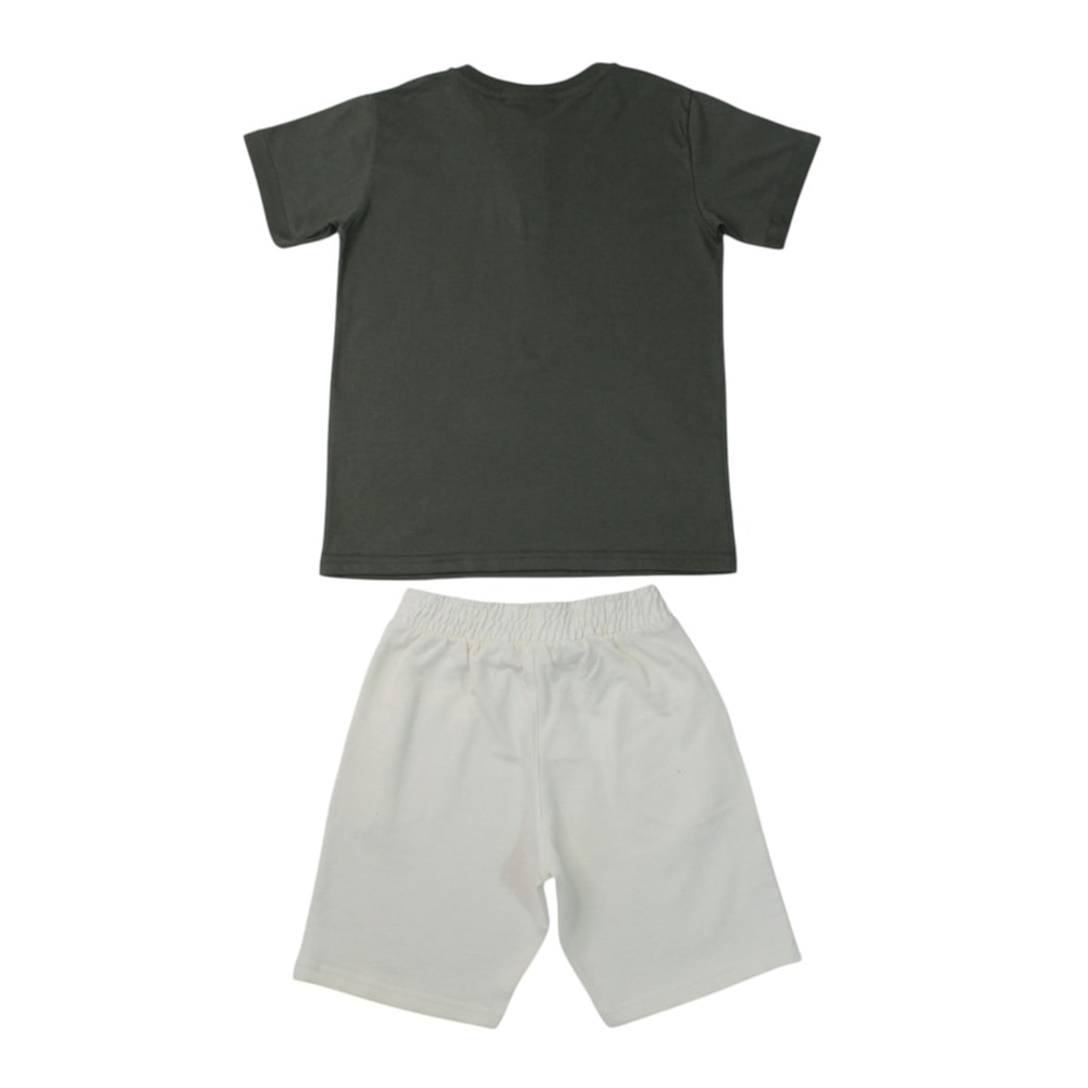 Conjunto Masculino Camiseta com Botões e Bermuda Moletinho 8666 - Serelepe