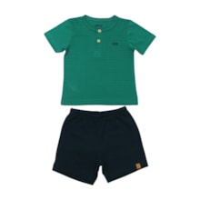 Conjunto Masculino Camiseta com Botões e Bermuda Moletinho A5000 - Alakazoo