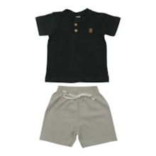 Conjunto Masculino Camiseta com Botões e Bermuda Tecido 10069 - Time Kids