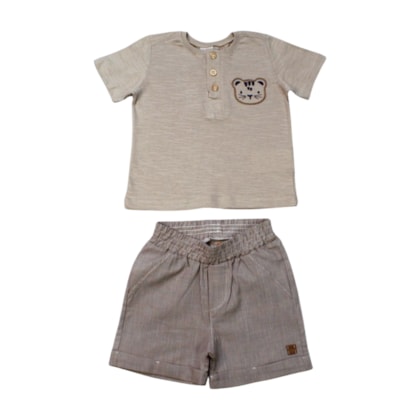 Conjunto Masculino Camiseta com Botões e Bermuda Tecido 8104 - Perfec Boys    