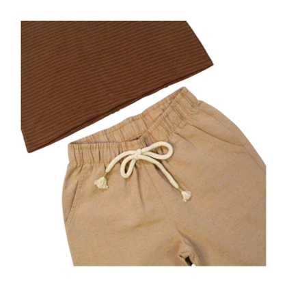 Conjunto Masculino Camiseta com Botões e Bermuda Tecido A0052 - Alakazoo  