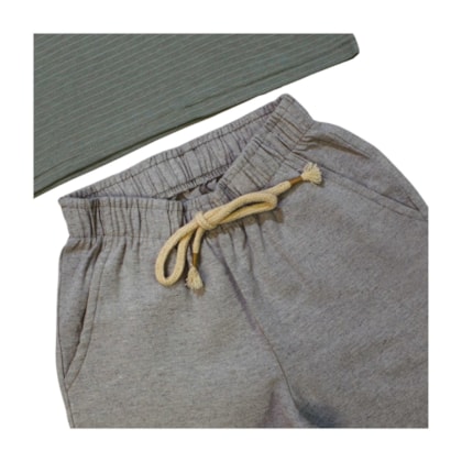 Conjunto Masculino Camiseta com Botões e Bermuda Tecido A0052 - Alakazoo 