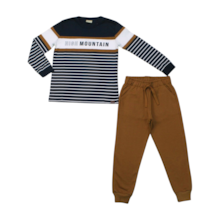 Conjunto Masculino Camiseta com Listras e Calça Moletom 2000828 - Milon 