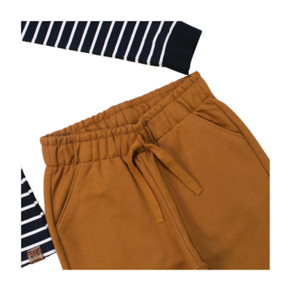 Conjunto Masculino Camiseta com Listras e Calça Moletom 2000828 - Milon 