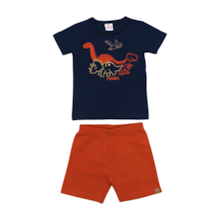 Conjunto Masculino Camiseta Dino e Bermuda Moletinho 26003 - Brandili 