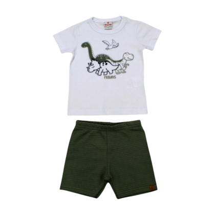 Conjunto Masculino Camiseta Dino e Bermuda Moletinho 26003 - Brandili 