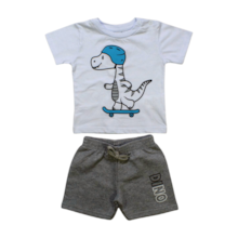 Conjunto Masculino Camiseta Dino e Bermuda Moletinho 6814 - By Gus 