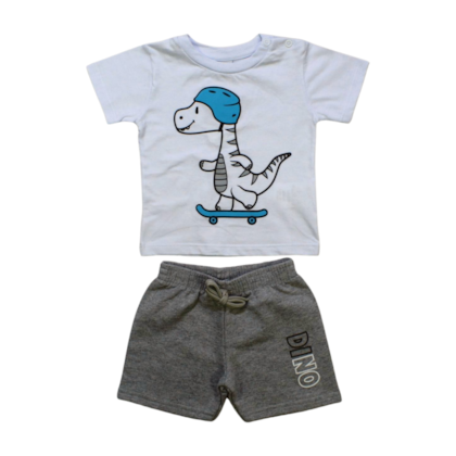 Conjunto Masculino Camiseta Dino e Bermuda Moletinho 6814 - By Gus 