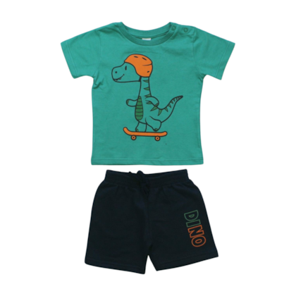 Conjunto Masculino Camiseta Dino e Bermuda Moletinho 6814 - By Gus 