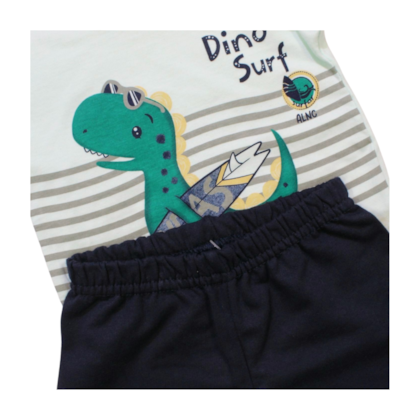 Conjunto Masculino Camiseta Dinossauro e Bermuda Moletinho 60405 - Alenice    