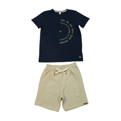 Conjunto Masculino Camiseta Dreams e Bermuda Moletom - 32950 - Glinny
