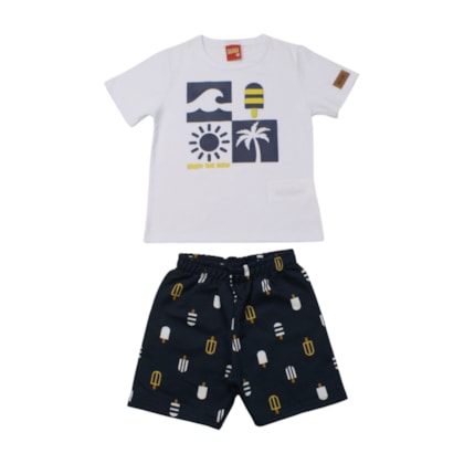 Conjunto Masculino Camiseta e Bermuda Estampada Picolé 1001085 - Kyly    