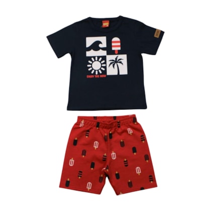 Conjunto Masculino Camiseta e Bermuda Estampada Picolé 1001085 - Kyly    