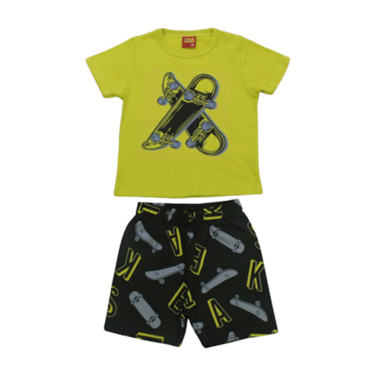 Conjunto Masculino Camiseta e Bermuda Estampada Skates 1000601 - Kyly 