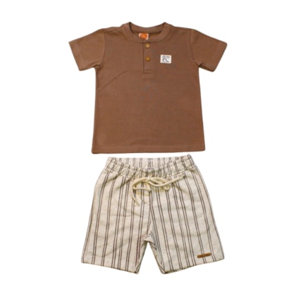 Conjunto Masculino Camiseta e Bermuda Listrada 9428 - Time Kids