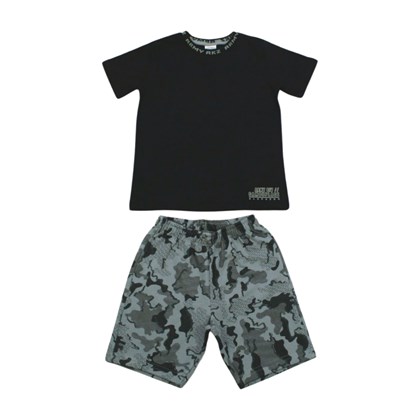 Conjunto Masculino Camiseta e Bermuda Moletinho Camuflada 39710 - Alakazoo