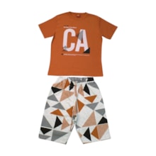 Conjunto Masculino Camiseta e Bermuda Moletinho Estampada 1001100 - Kyly 
