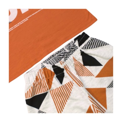 Conjunto Masculino Camiseta e Bermuda Moletinho Estampada 1001100 - Kyly 